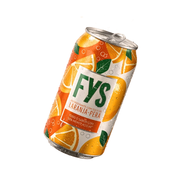 Lata refrigerante laranja-pera FYS